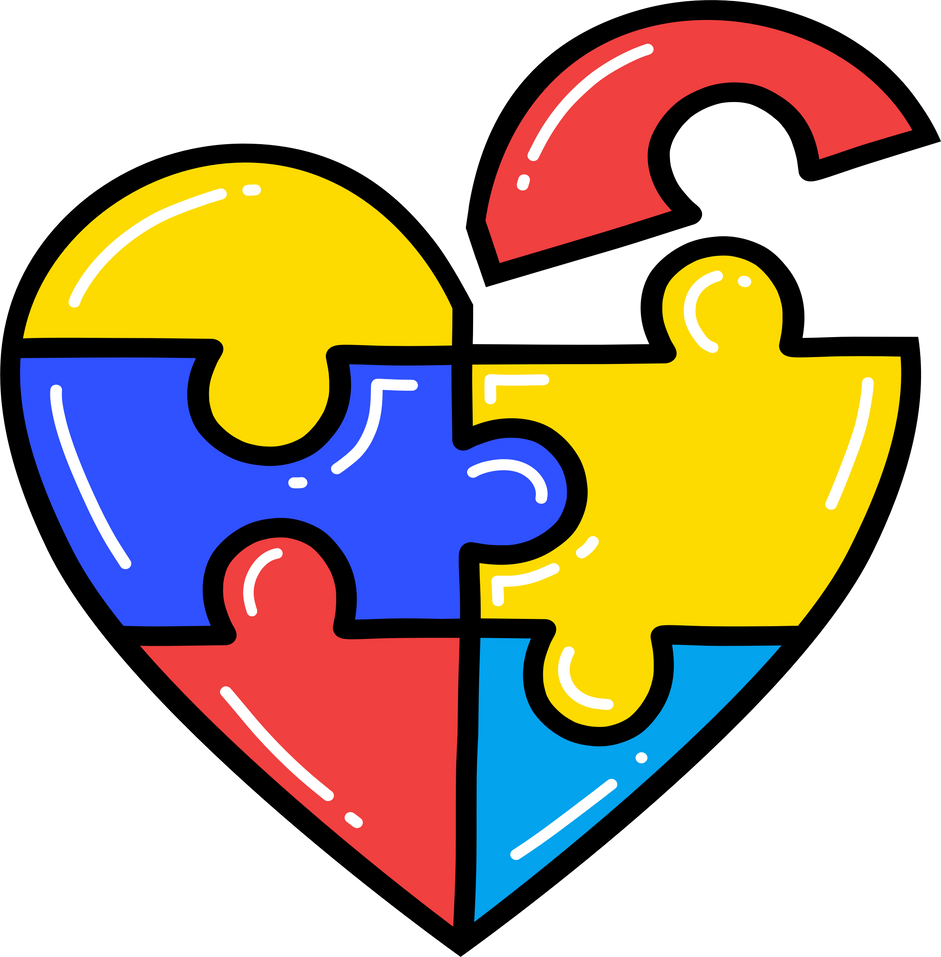 Autism Puzzle Colorful Heart Shape Illustration Art